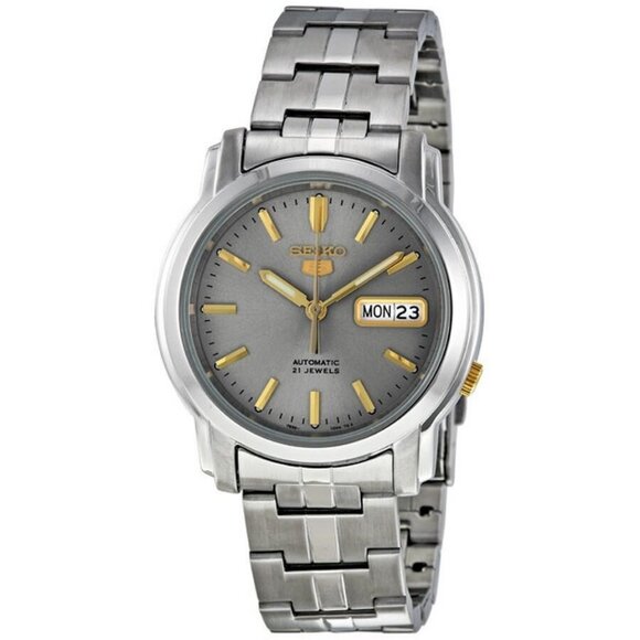 NWT Authentic Seiko 5 Automatic Grey Dial Stainless Steel Men's Watch - Picture 1 of 4